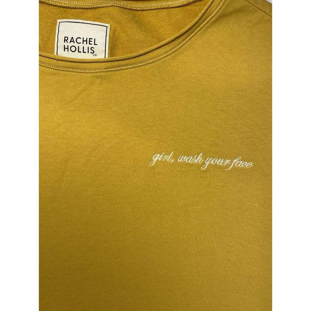 Rachel Hollis Mustard Yellow Girl Wash Your Face Lightweight Thumbholes Size L - Picture 3 of 10